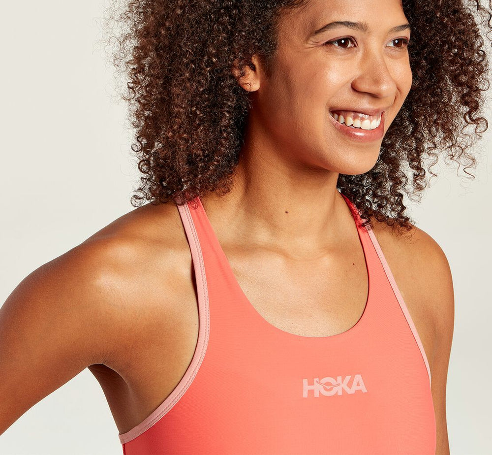 HOKA|Women's Performance Sports Bra Hot Coral / Rosette