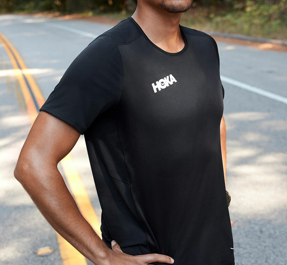 HOKA|Men's Performance Short Sleeve Black