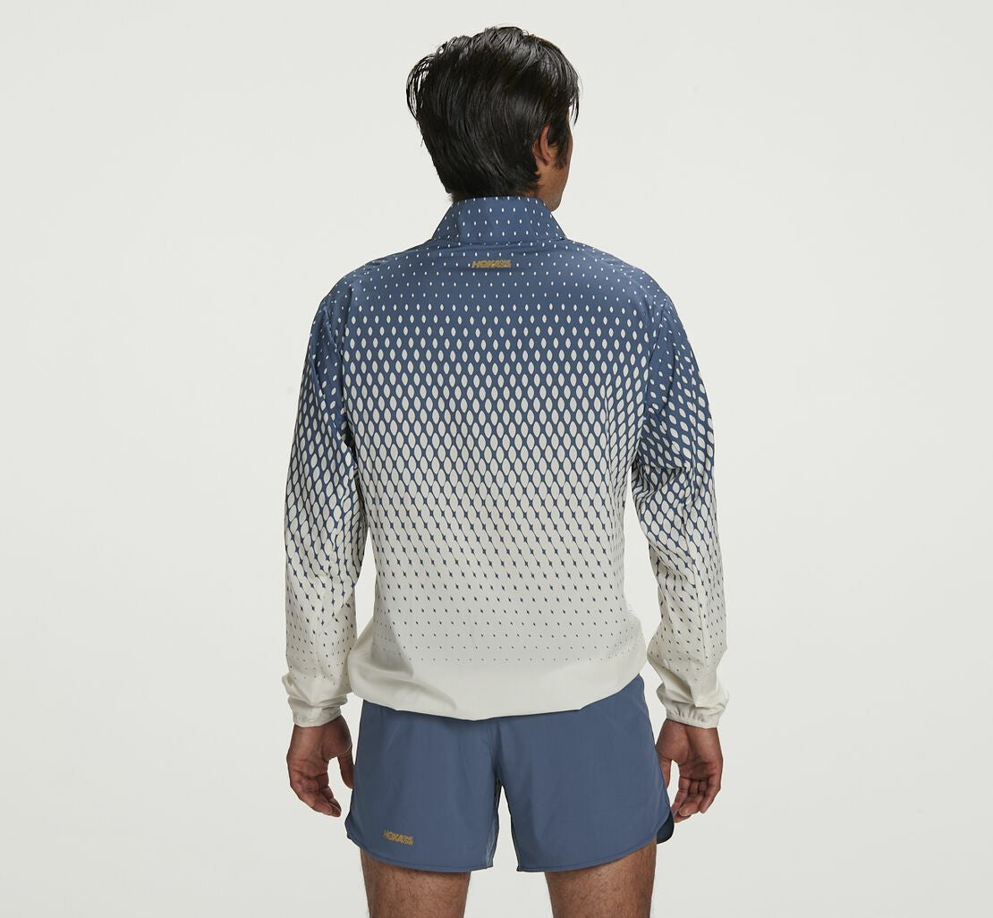 HOKA|Men's Wind-Resistant Jacket Tofu / Vintage Indigo