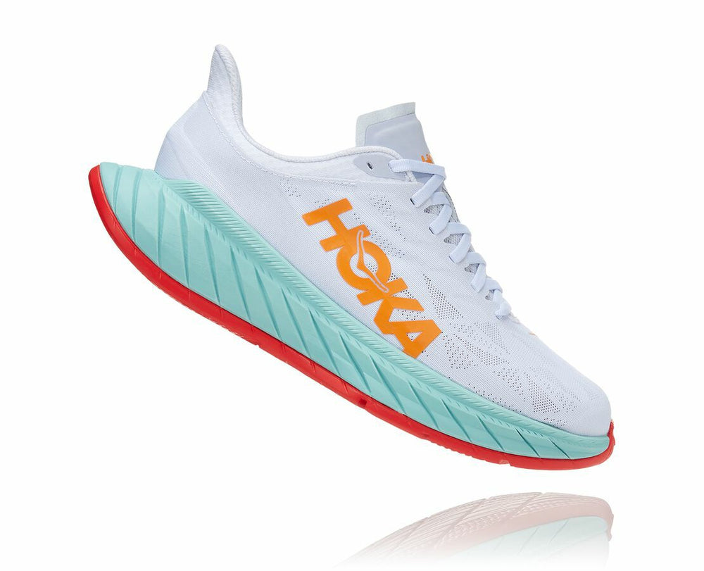 HOKA|Men's Carbon X 2 White / Blazing Orange