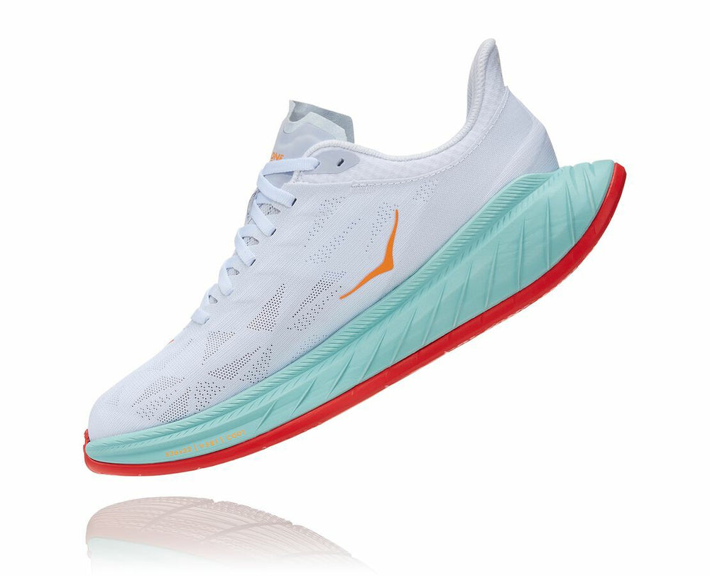 HOKA|Men's Carbon X 2 White / Blazing Orange
