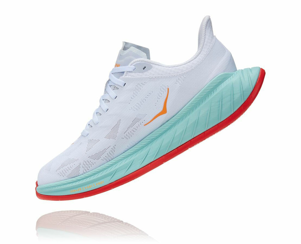 HOKA|Women's Carbon X 2 White / Blazing Orange
