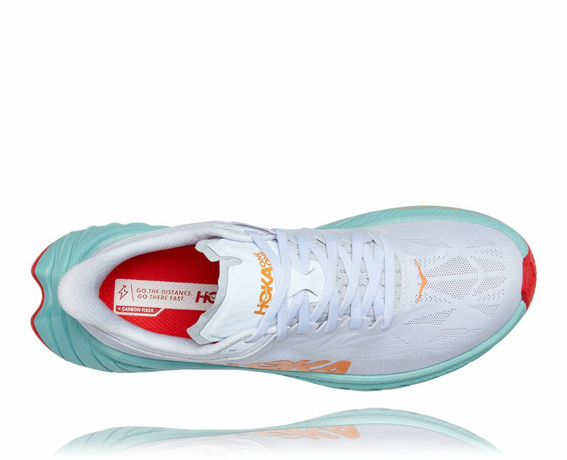HOKA|Women's Carbon X 2 White / Blazing Orange