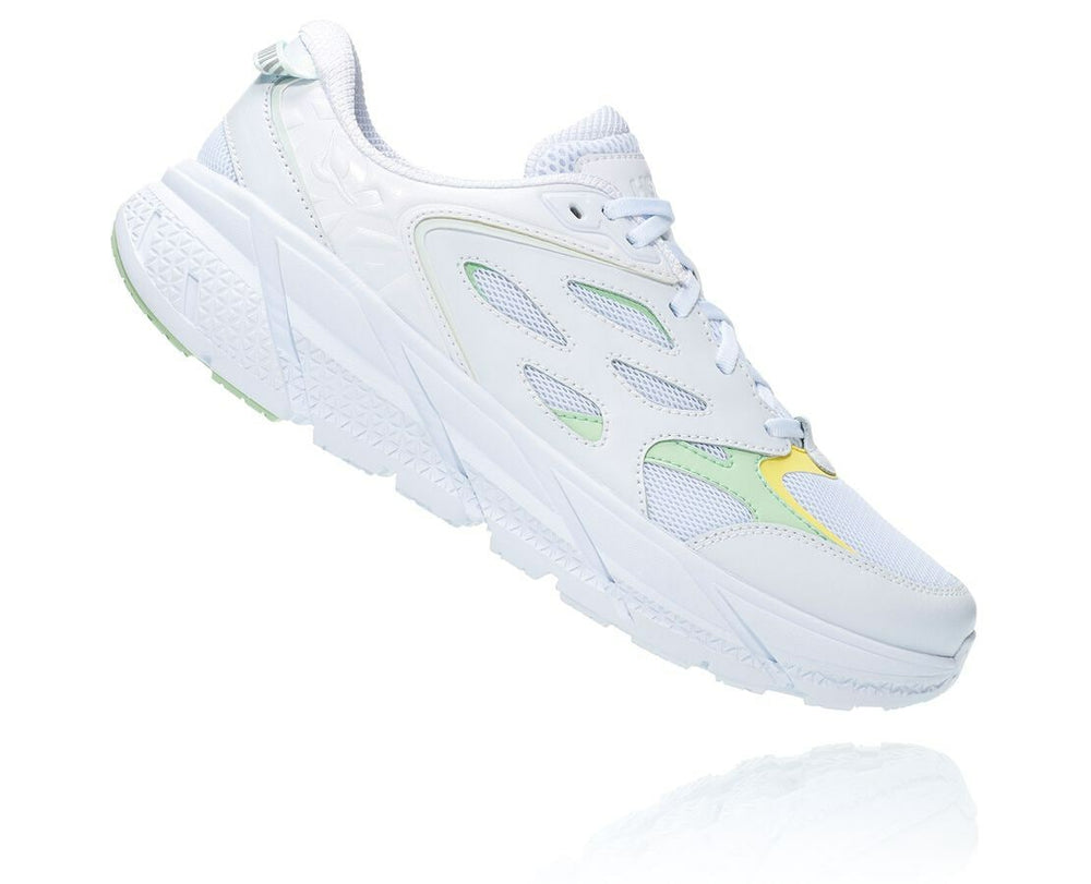 HOKA|All Gender Clifton L White / Green Ash