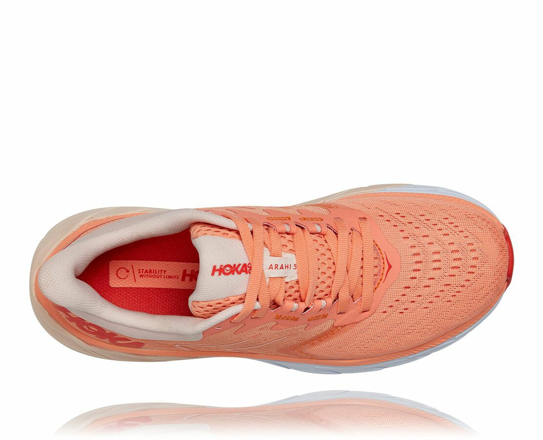 HOKA|Women's Arahi 5 Cantaloupe / Silver Peony