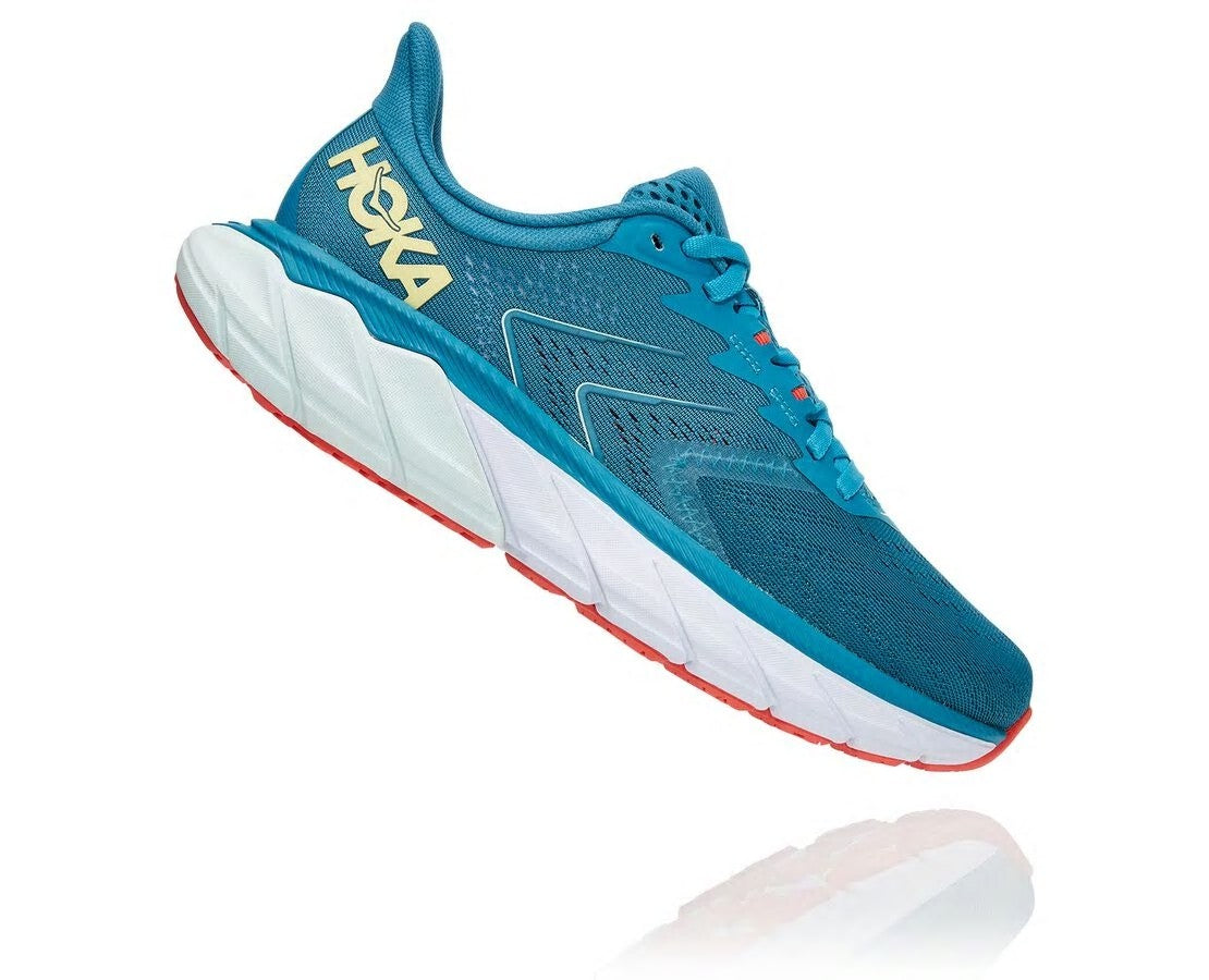 HOKA|Women's Arahi 5 Mosaic Blue / Luminary Green