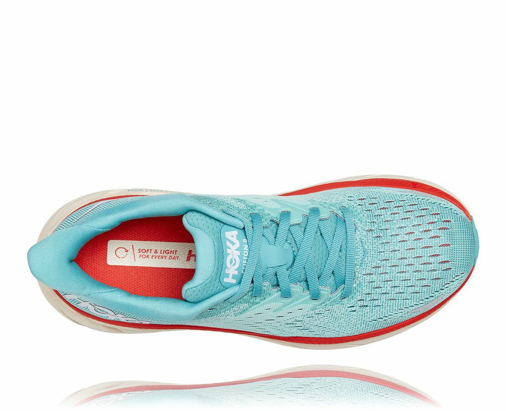 HOKA|Women's Clifton 8 Aquarelle / Eggshell Blue
