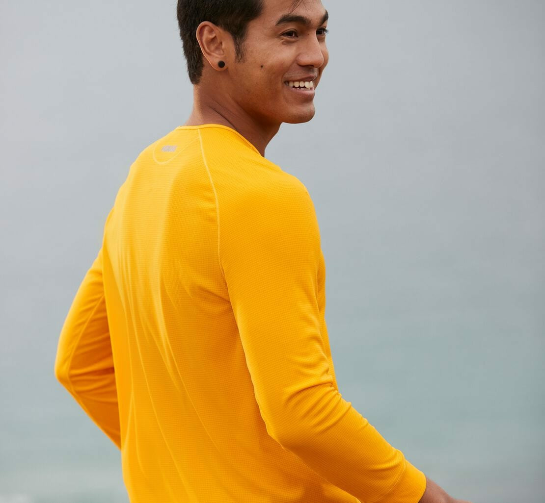 HOKA|Men's Performance 3/4 Sleeve Saffron