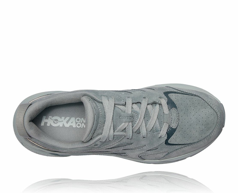 HOKA|All Gender Clifton L Suede Grey Mist / Misty Blue